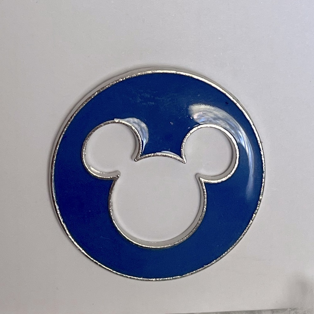 Official Disney Pin Trading Round Cutout Mickey Head Logo Blue